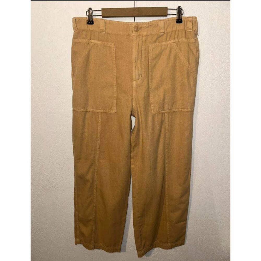 Women’s High Rise Utility Pants Khaki Tan Cotton Straight Leg